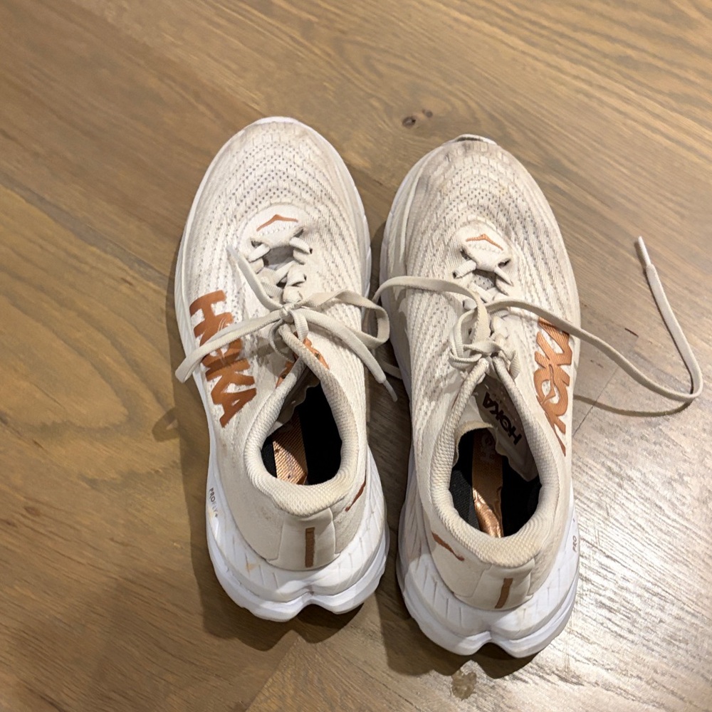 Hoka Kids Beige and Orange Sneakers